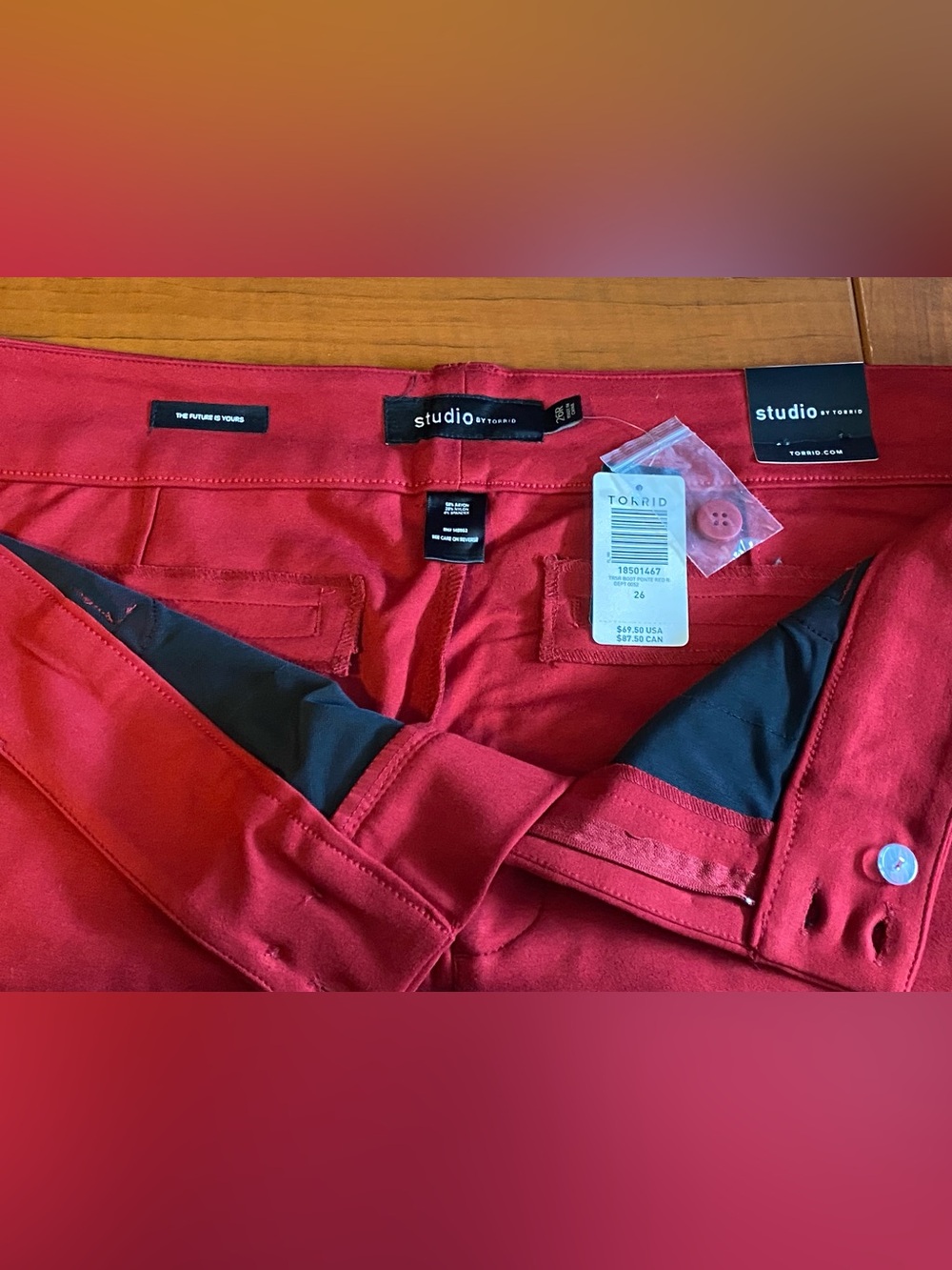 Torrid Studio Bootcut Ponte Red Trouser. Size 26R.